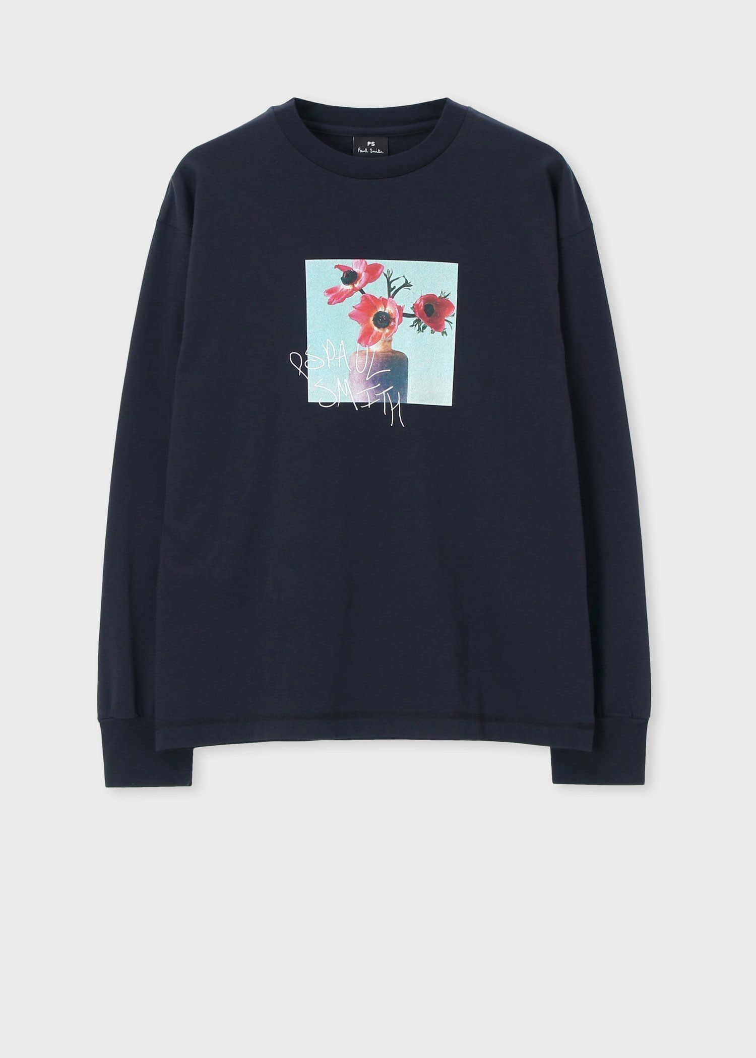 品質保証 ウィメンズ アート ｜ポール 長袖Tシャツ（ネイビー） フラワー トップス