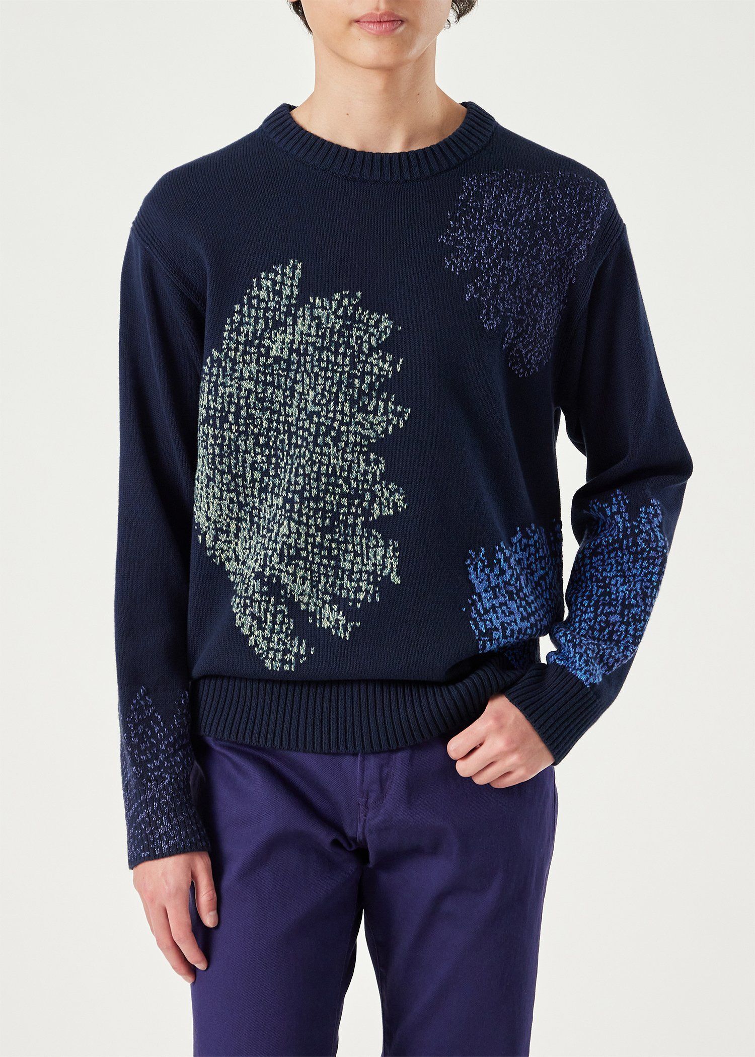 "Half Tone Floral" クルーネックニット