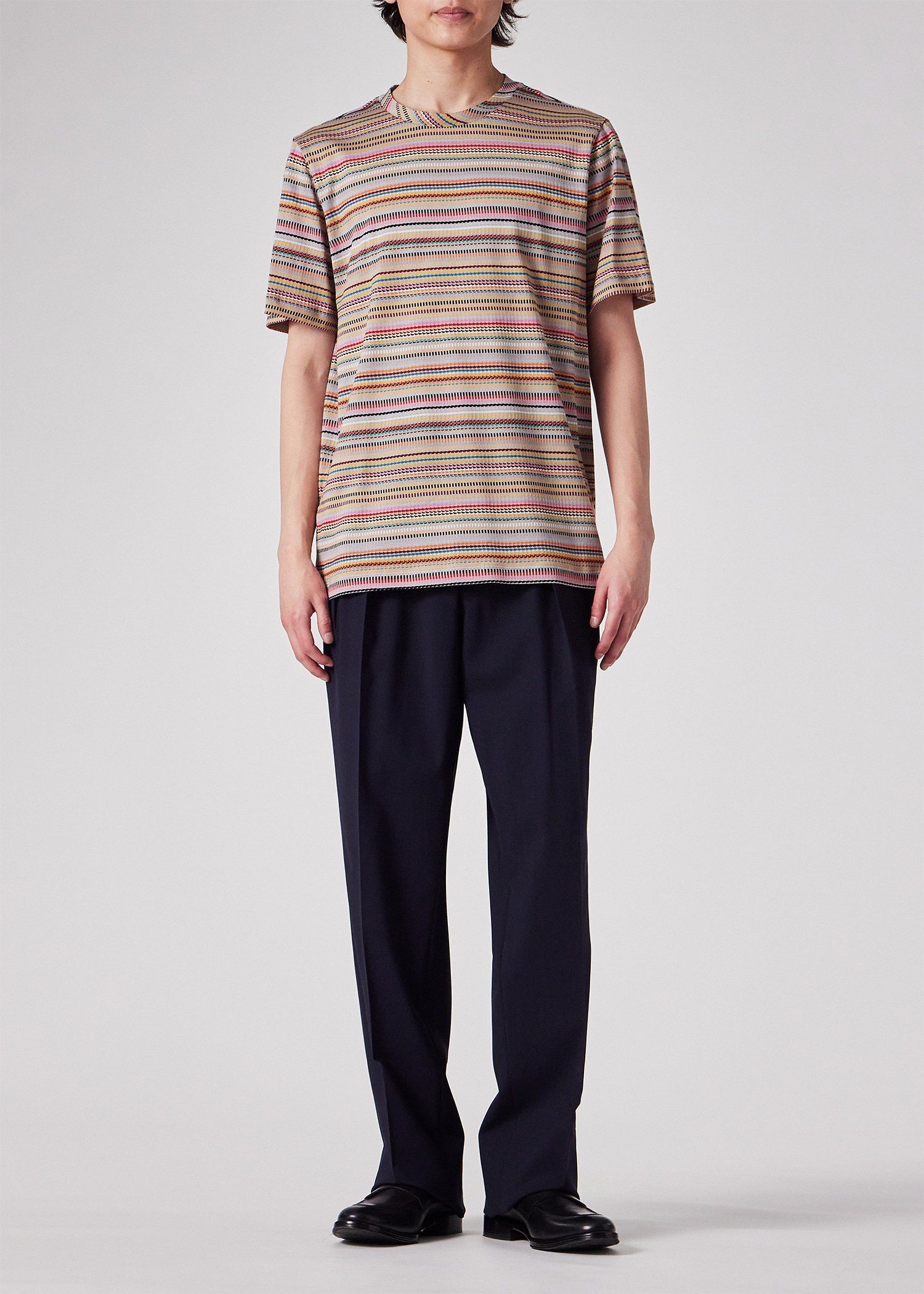 "Signature Stripe" ミックスジャカード 半袖カットソー