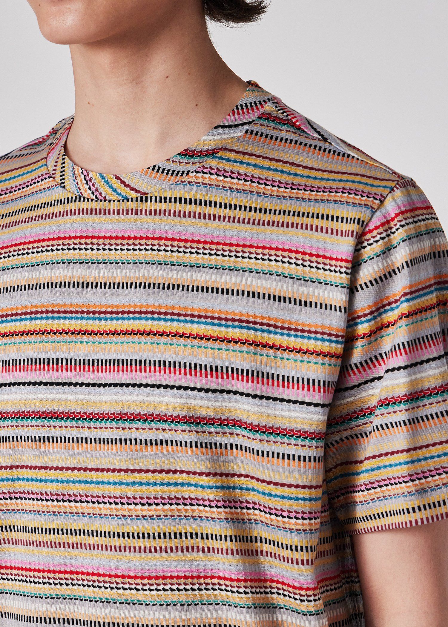 "Signature Stripe" ミックスジャカード 半袖カットソー