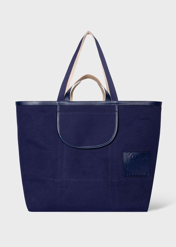ヒロ☆使用2日 美品 ポールスミス レザー×テスートナイロン ロゴトート④ Paul Smith（ポールスミス）の「ナイロンアーティストストライプ