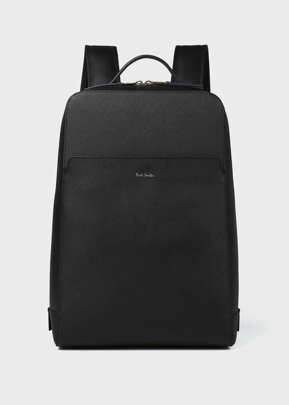 【美品】ポールスミス リュック オールレザー マルチストライプ ロゴ ビジネス ポールスミス リュックサック バックパック ネイビー マルチ