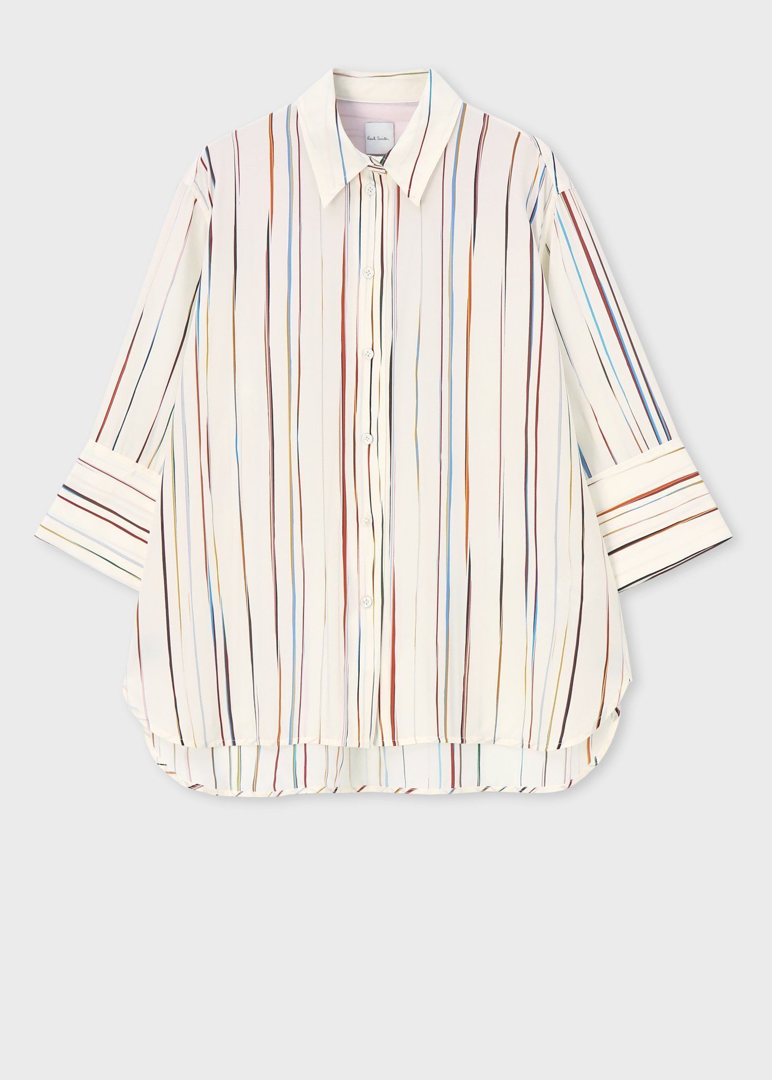 ウィメンズ "Signature Pinstripe" シルク ブラウス