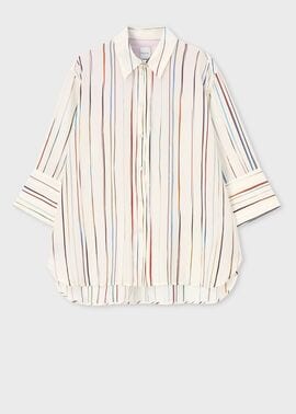 ウィメンズ "Signature Pinstripe" シルク ブラウス