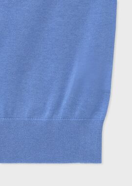 ポールスミス ストライプ 刺繍 カーディガン エメラルドブルー ウィメンズ デザイン ステッチ 半袖 カーディガン（サックス