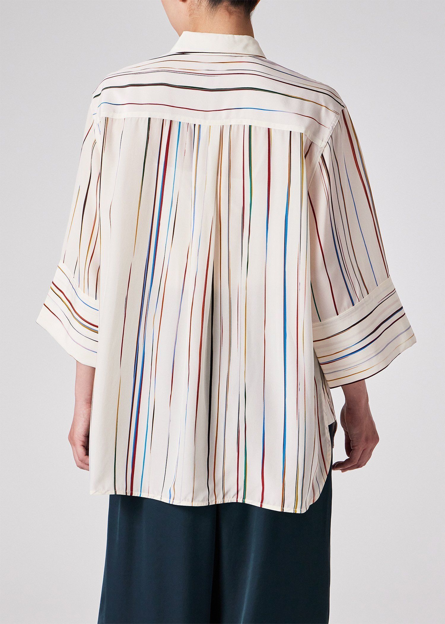 ウィメンズ "Signature Pinstripe" シルク ブラウス