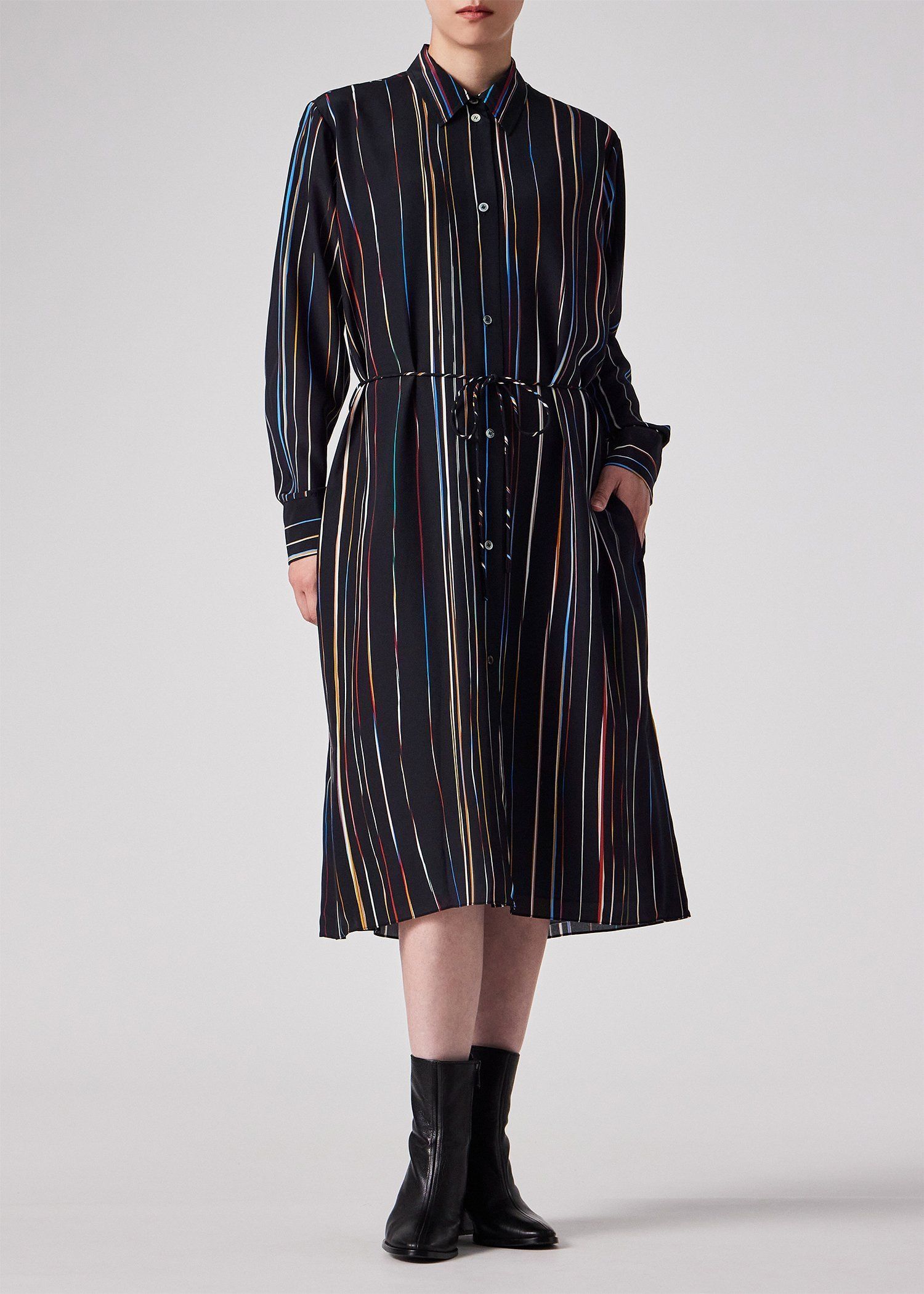 ウィメンズ "Signature Pinstripe" シルク ワンピース