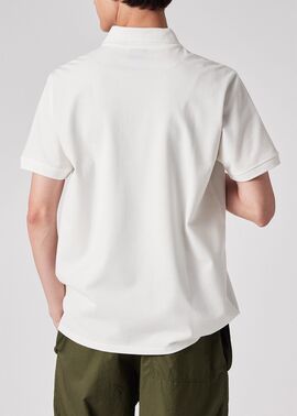 ホワイト ストライプ ポロシャツ 32 ACTIVE TAILOR】サッカー織りポロシャツ<COOL MAX/吸水速乾