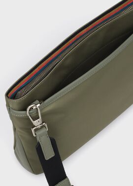 【現行品】ポールスミス　ナイロンブライトストライプトリム　ミニショルダー 本革 Paul Smith｜ナイロンブライトストライプトリム 2WAYショルダー