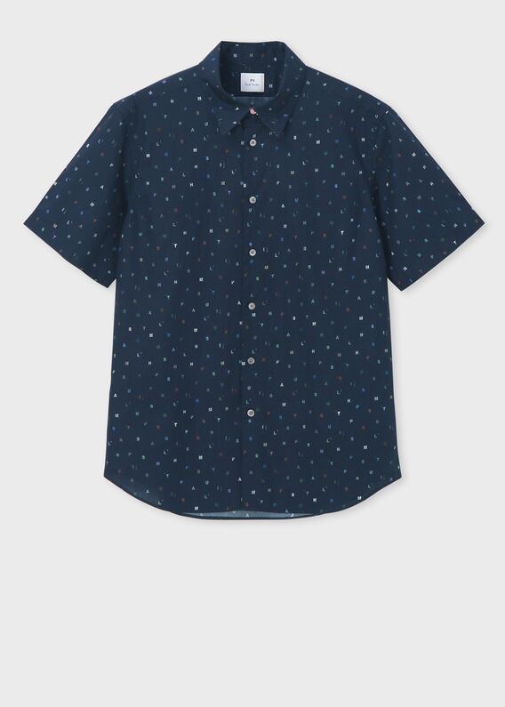 【Paul Smith】\"Ripped Tag\" スウェット クルーネック ネイビー グラデーションロゴ Tシャツ（ネイビー） ｜ポール・スミス
