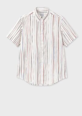"Signature Pinstripe" 半袖シャツ