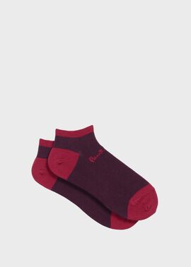 *Paul Smith* シグネチャーチェック ショートソックス アンクルロゴ ショートソックス（ダークレッド） ｜ポール・スミス