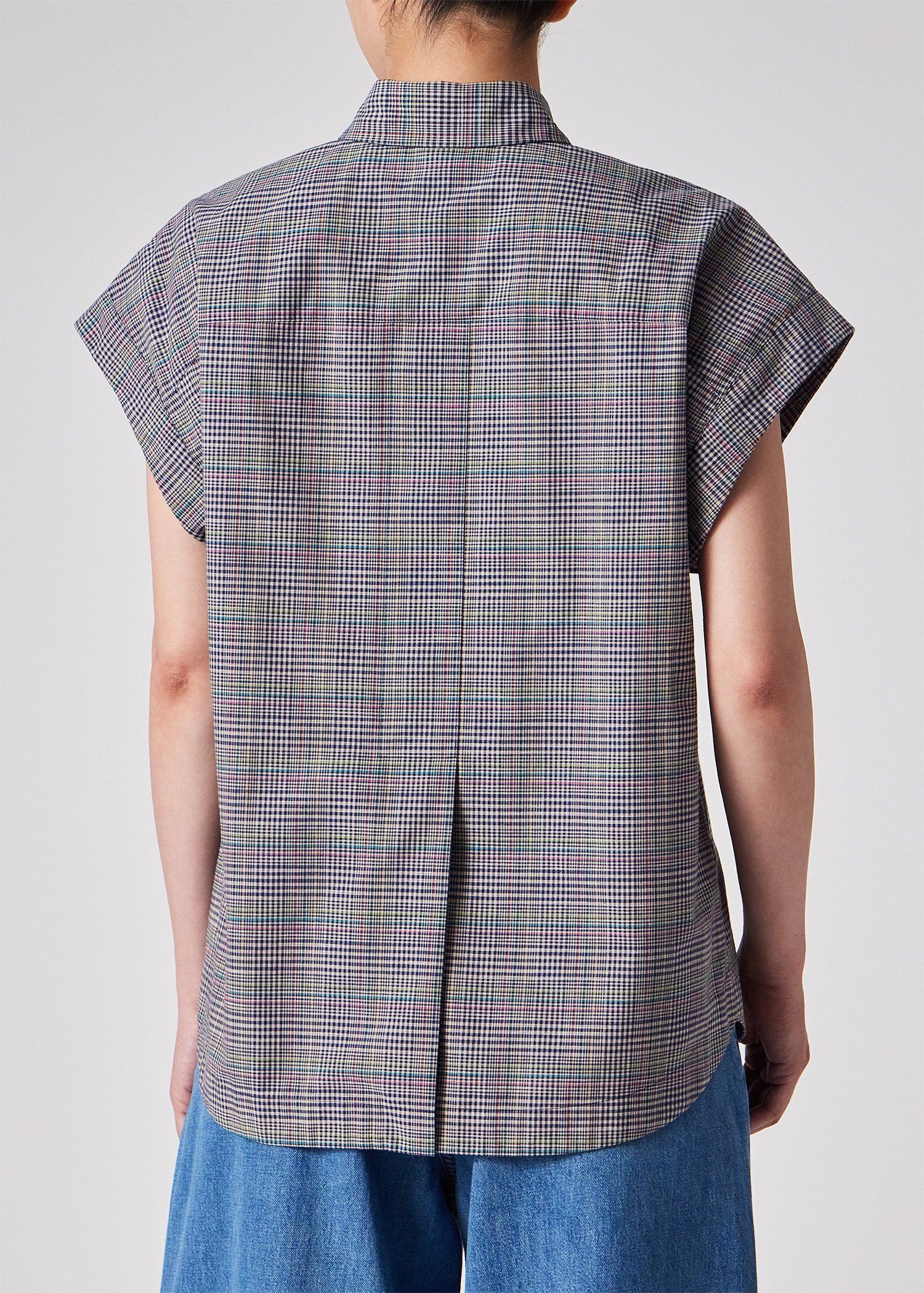 Paul Smith Black Label◆フリルノースリーブシャツ/40/コットン/BRD/チェック ウィメンズ グレンチェック キャップスリーブ シャツ ｜ポール