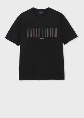 カラーステッチストライプ 半袖Tシャツ（ブラック） ｜ポール
