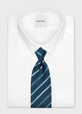 すぐ届く【Paul Smith】レジメンタルタイ クラシック ダークシルク レジメンタルタイ（ネイビー） ｜ポール・スミス