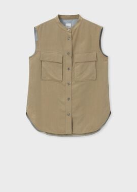 ウィメンズ レーヨンドレープ ノースリーブ シャツ