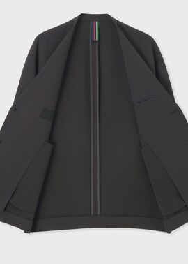 ライトドライテクスチャー ノーカラー ジャケット（ダークグレー