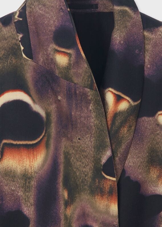 【美品✨】ポールスミス ノーカラージャケット ツイード 切替　フリンジ　L ポールスミスPaul Smith 異素材切替テーラードジャケット 紺S