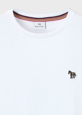 PS Paul smith ポールスミス ペプラム ブラウス 40 ホワイト ウィメンズ ゼブラワッペン 長袖Tシャツ（ブルー） ｜ポール・スミス