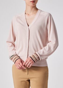 ウィメンズ デザイン ステッチ Vネック カーディガン（エクリュ