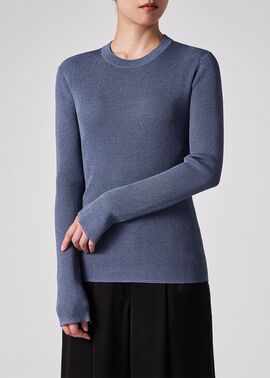 PS Paul Smith ウィメンズ スワール ラメニット ウィメンズ クラシック リブ ラメ ニット（グレイッシュブルー