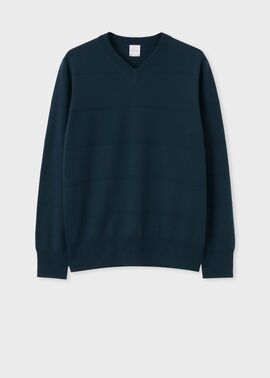 トーナルボーダー Vネックニット