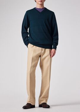 PaulSmith ネイビー Vネックセーター L Men's Navy Merino V-Neck Sweater