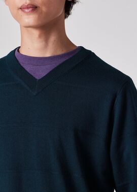 PaulSmith ネイビー Vネックセーター L Men's Navy Merino V-Neck Sweater