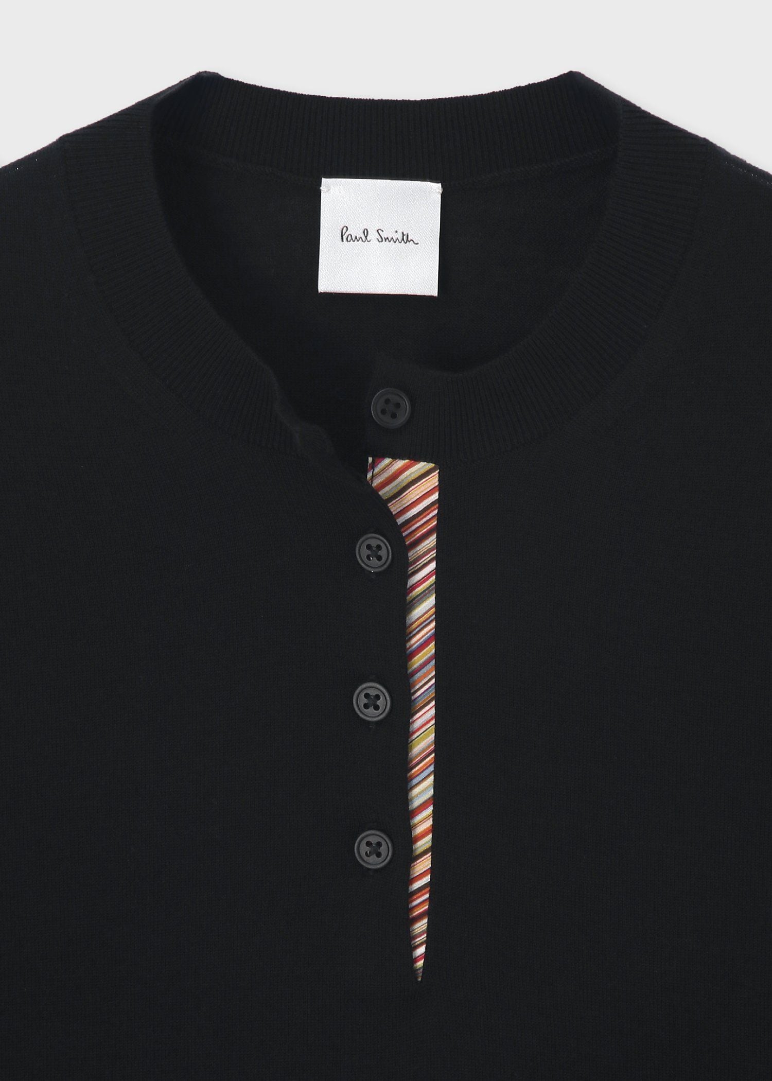 ウィメンズ ドレープウール ストライプ ヘンリーネック ニット