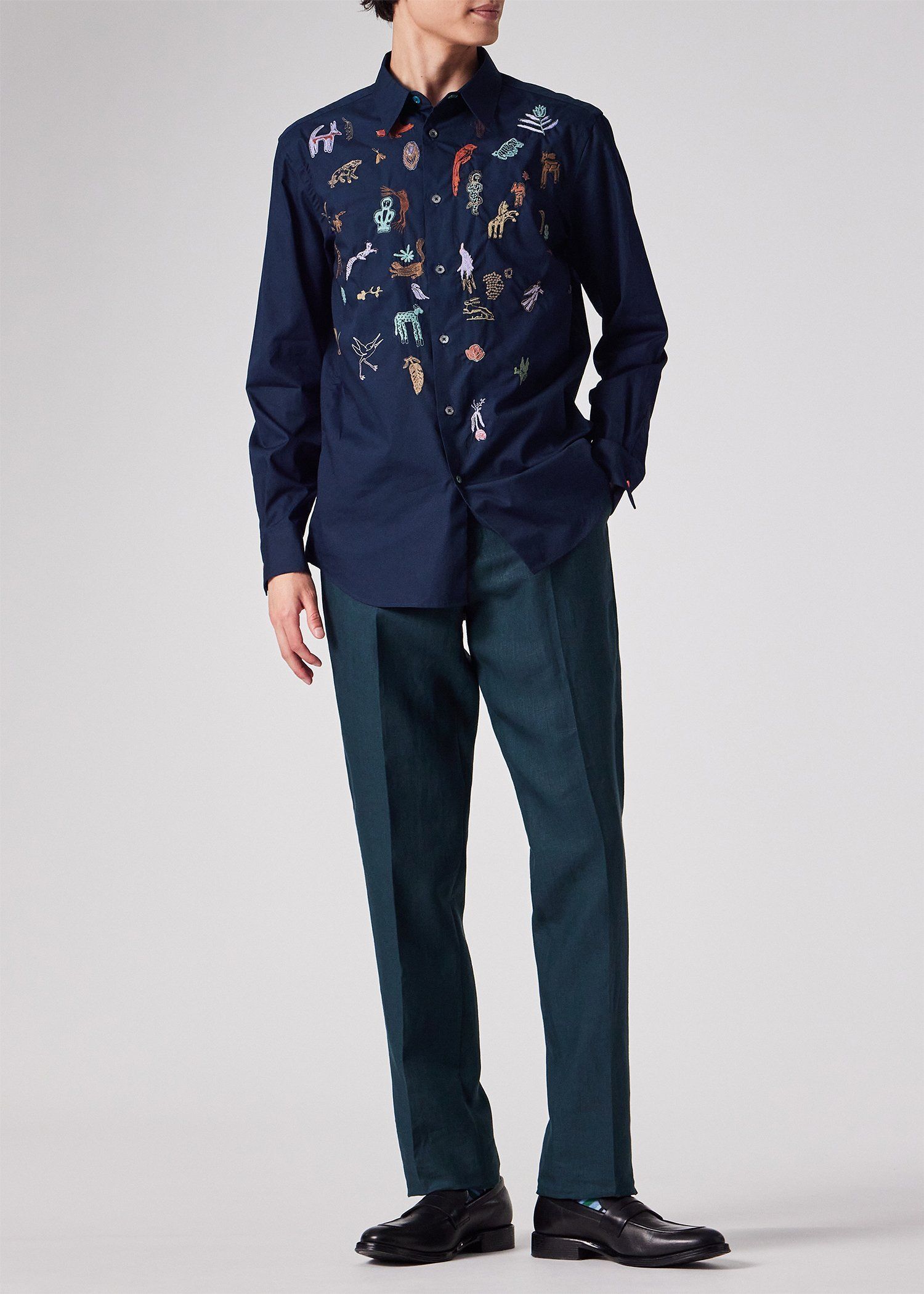 【極美品】ポールスミスコレクション　スリーピース　玉虫色　ネイビー　シルク混 極美品】ポールスミスコレクション スリーピース 玉虫色 ネイビー