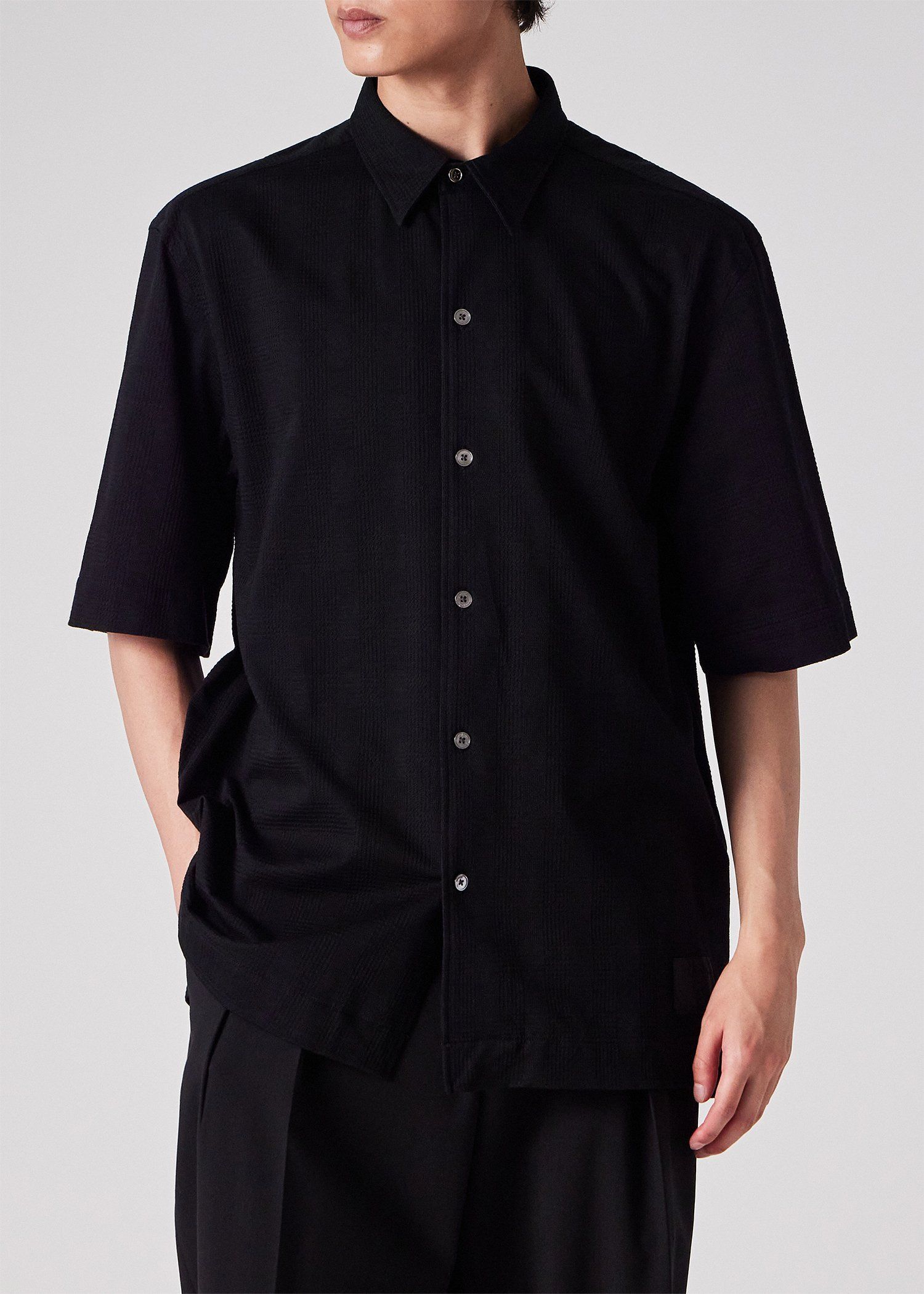 "Cropped Logo" グレンチェックパターン オーバーサイズシャツ