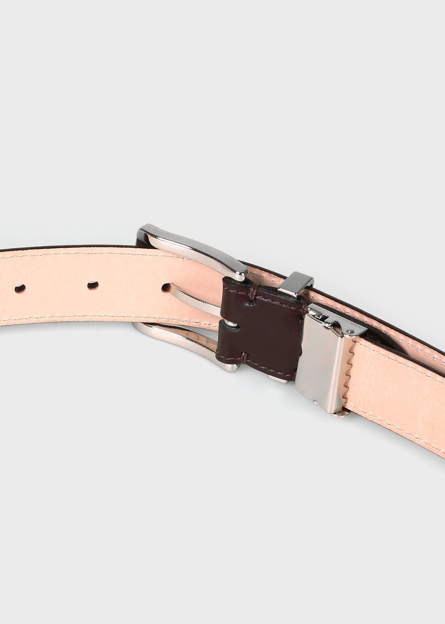 【新品未使用】Paul Smith レザー製メンズベルト ツイストループロゴ 茶 ツイストループロゴ レザーベルト ｜ポール・スミス