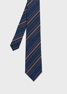 【ネクタイ付☆現行☆極美品】Paul Smith スリーピース ストライプ L マルチカラーレジメンタル タイ（ネイビー） ｜ポール・スミス