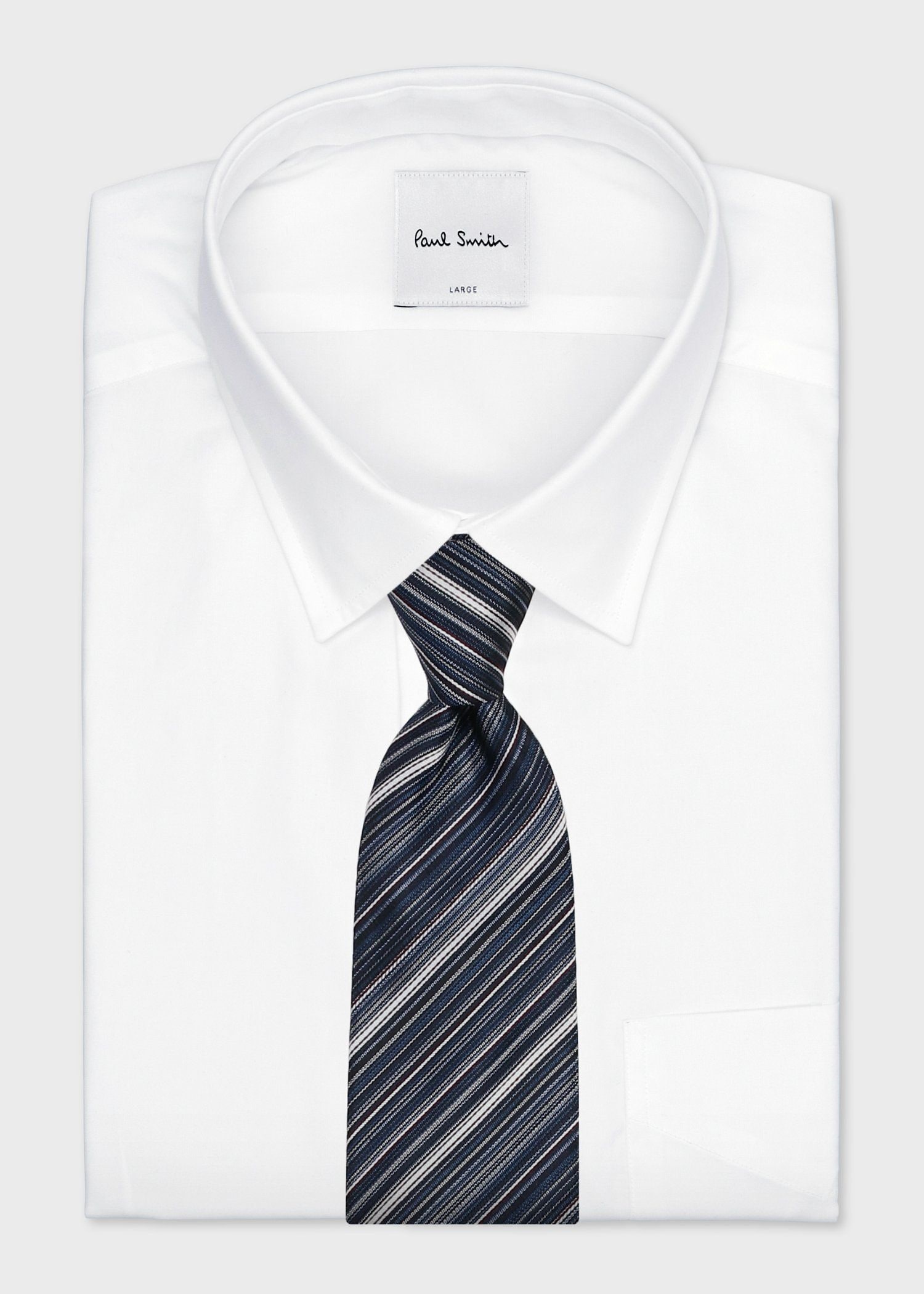 グラデーションストライプ タイ（ネイビー） ｜ポール・スミス