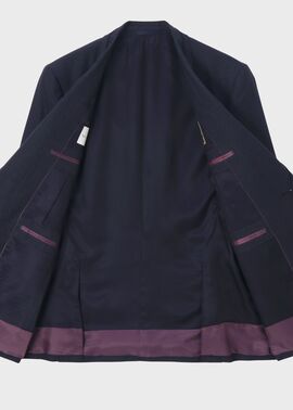 テクスチャードチェック ピークドラペル スーツ（ネイビー） ｜ポール