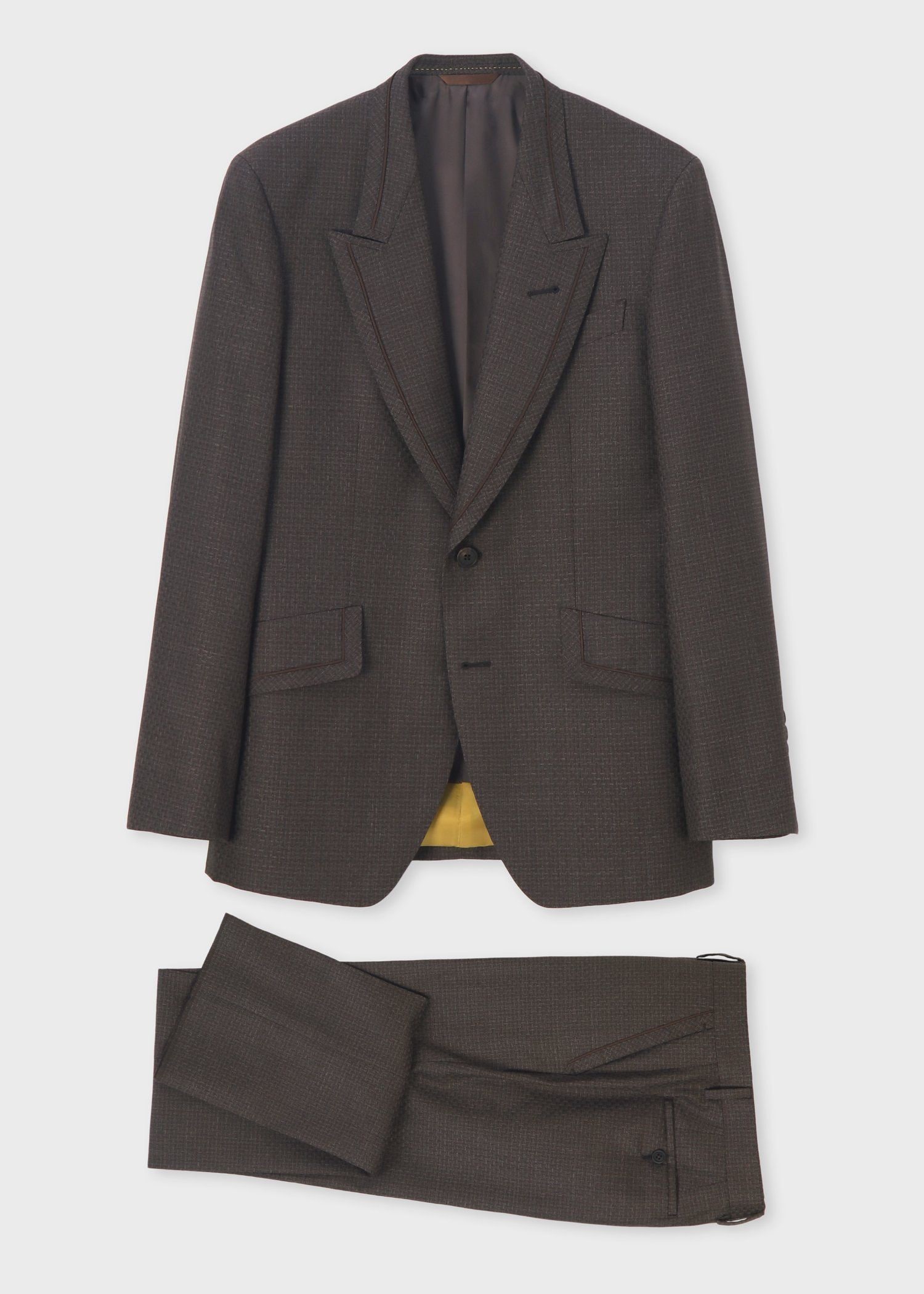 テクスチャードチェック ピークドラペル スーツ