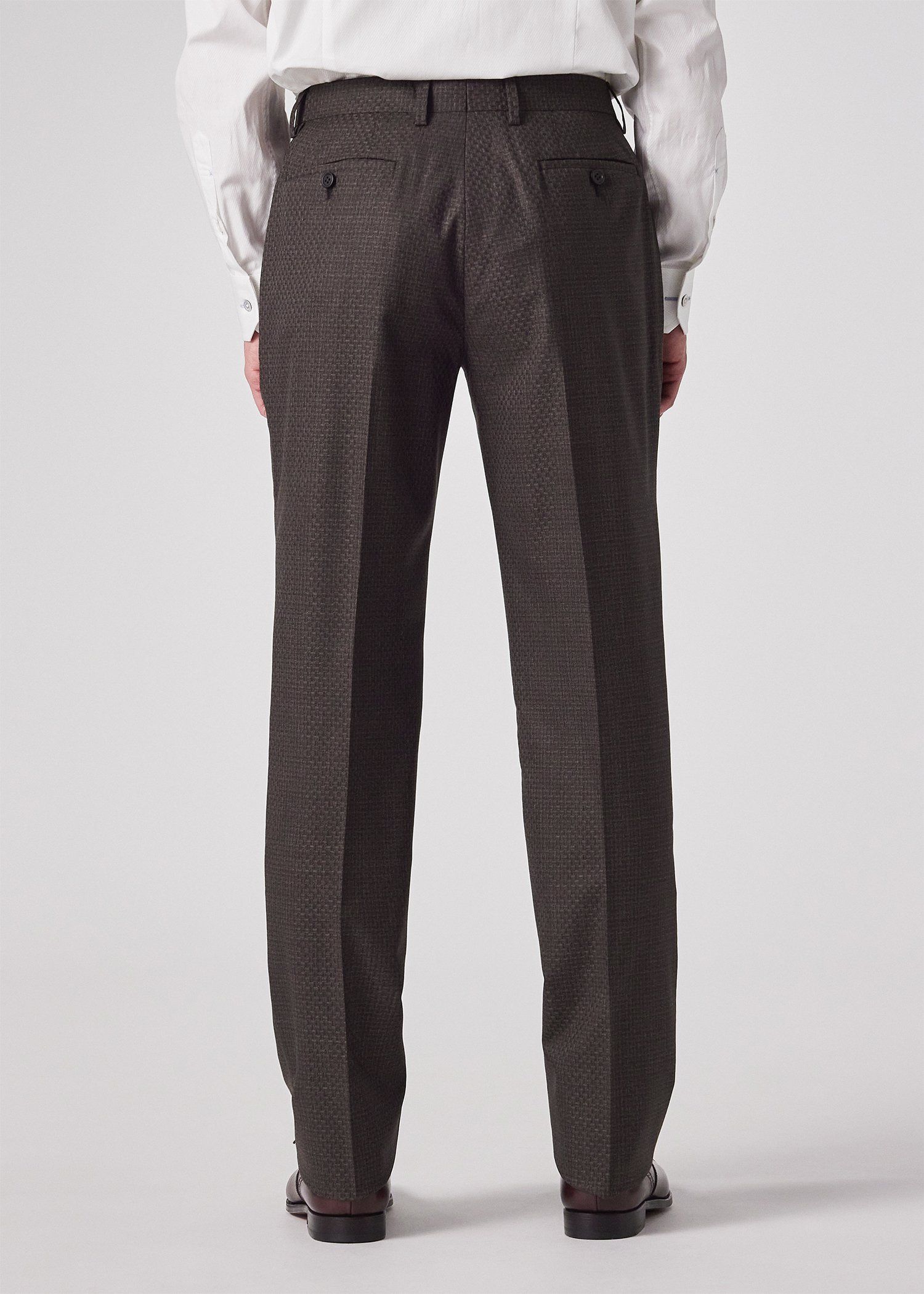 テクスチャードチェック ピークドラペル スーツ