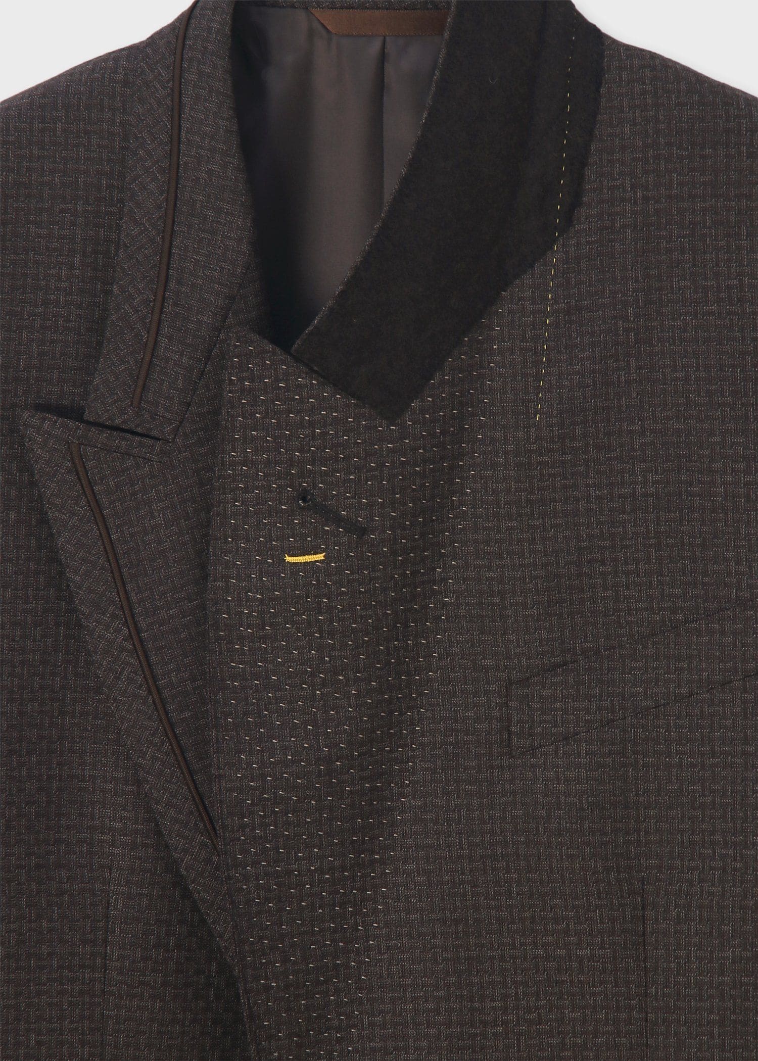 テクスチャードチェック ピークドラペル スーツ