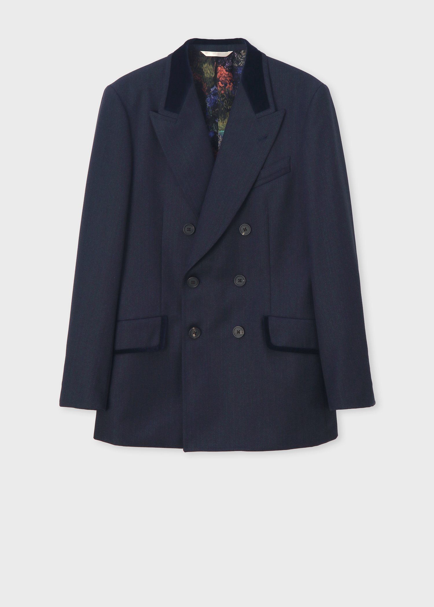 PaulSmith ソフトツィード ダブルブレストジャケット ヴィンテージテクスチャー ダブルブレスト ジャケット（ネイビー