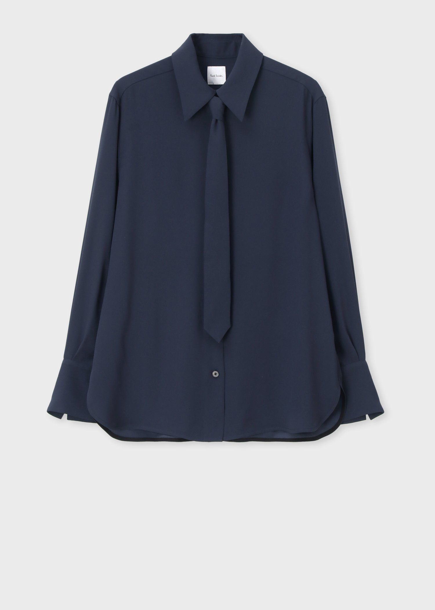 Paul Smith 　ボウタイブラウス ウィメンズ バックサテンジョーゼット ボウタイブラウス（ネイビー