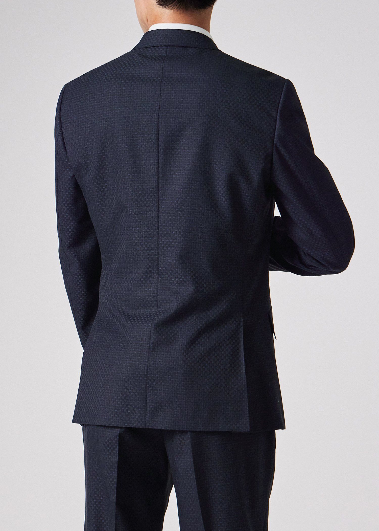 Paul Smith ネイビー シングル2Bスーツ マイクロジオメトリックパターン シングル2Bスーツ ｜ポール・スミス