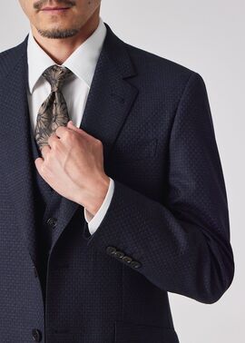 Paul Smith 現行タグ　濃紺フランネルビジネススーツL2 美品 テクスチャードチェック シングル2B スーツ（ネイビー） ｜ポール・スミス