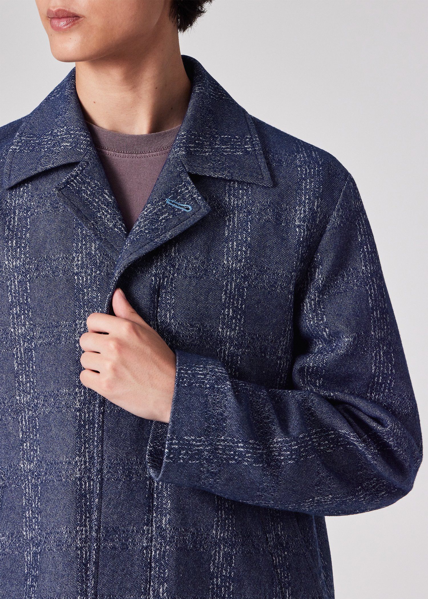 Paul Smith カシミヤ混 チェックジャケット 42 裏地ヨット柄 1B ジャカードチェック ブルゾン ｜ポール・スミス