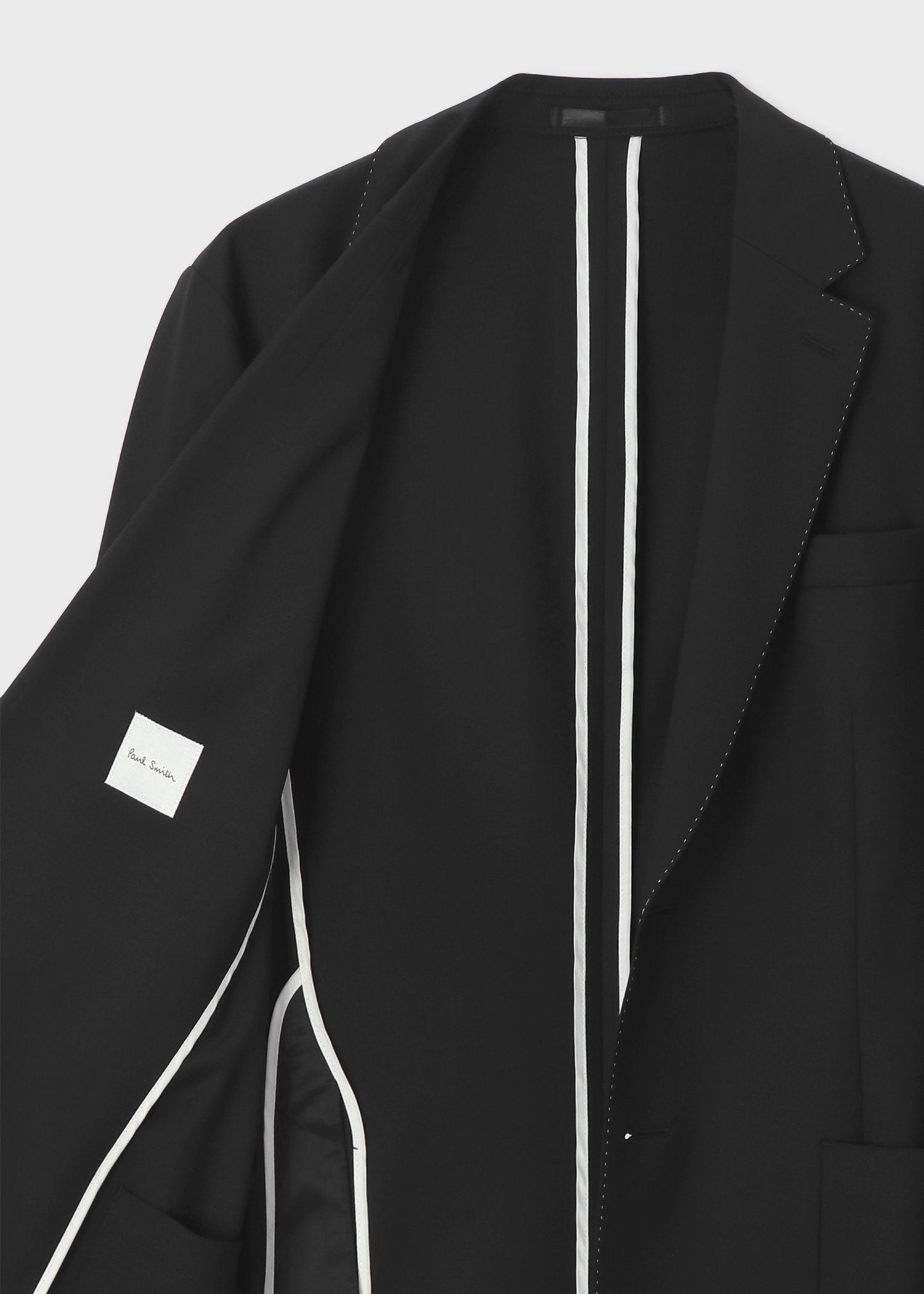 美品 Paul Smith ポールスミス ストレッチ アンコン ジャケット 黒 ソリッド ウールストレッチ ジャケット 'A Suit To
