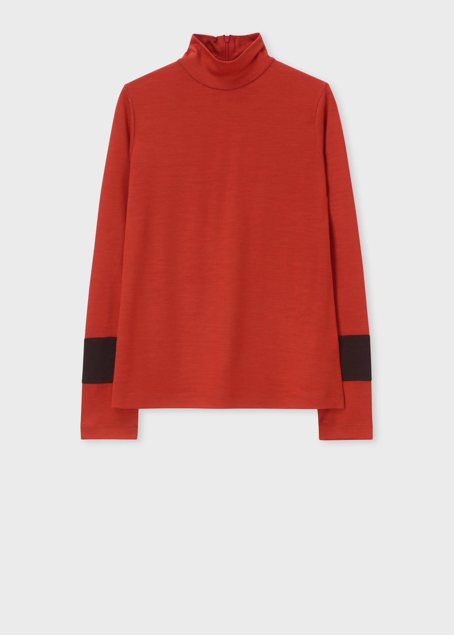 ウィメンズ コントラストカラー ハイネック カットソー