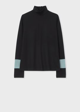 ウィメンズ コントラストカラー ハイネック カットソー