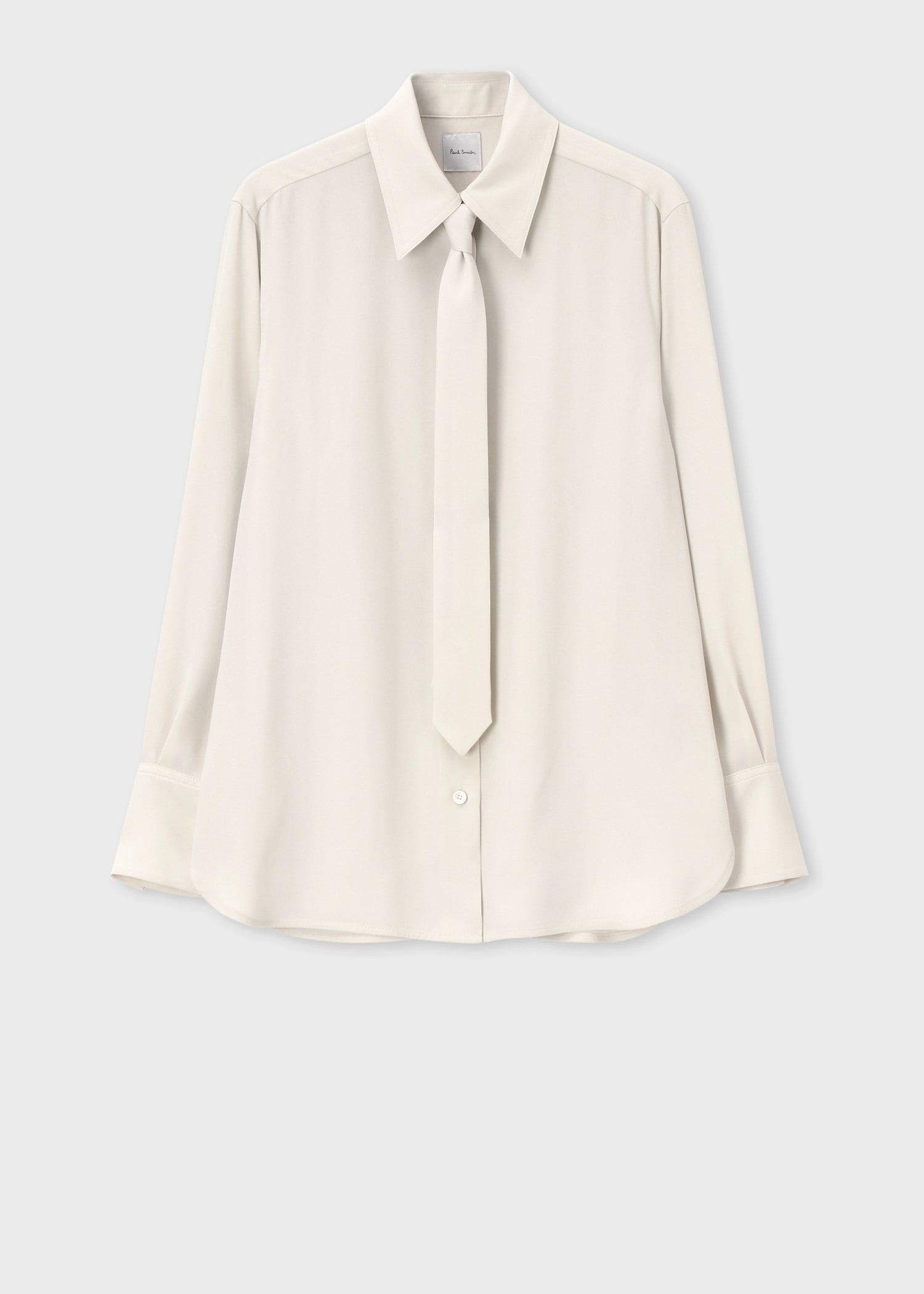 ウィメンズ バックサテンジョーゼット ボウタイブラウス（ネイビー