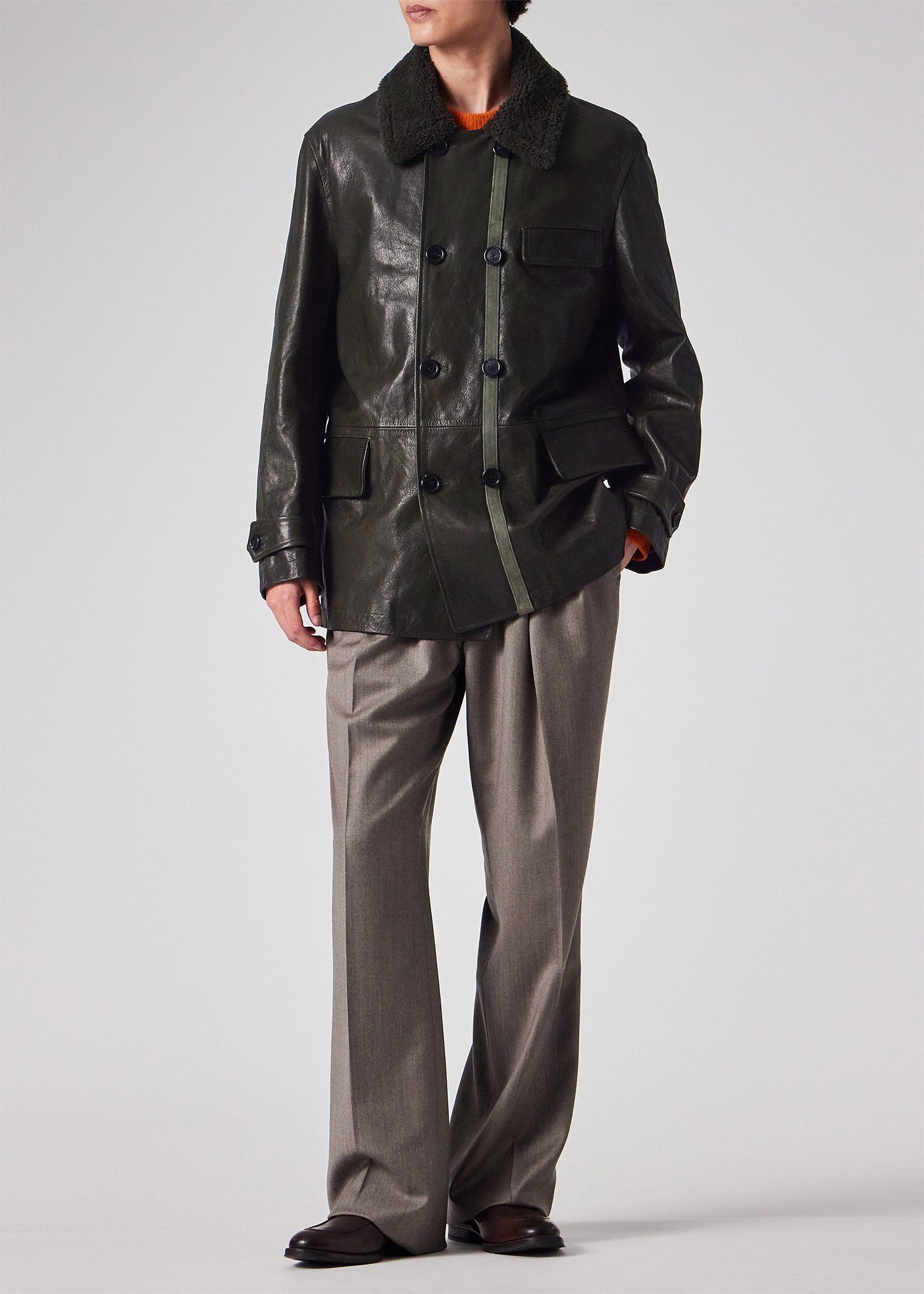 ダブルブレスト ゴートレザーブルゾン