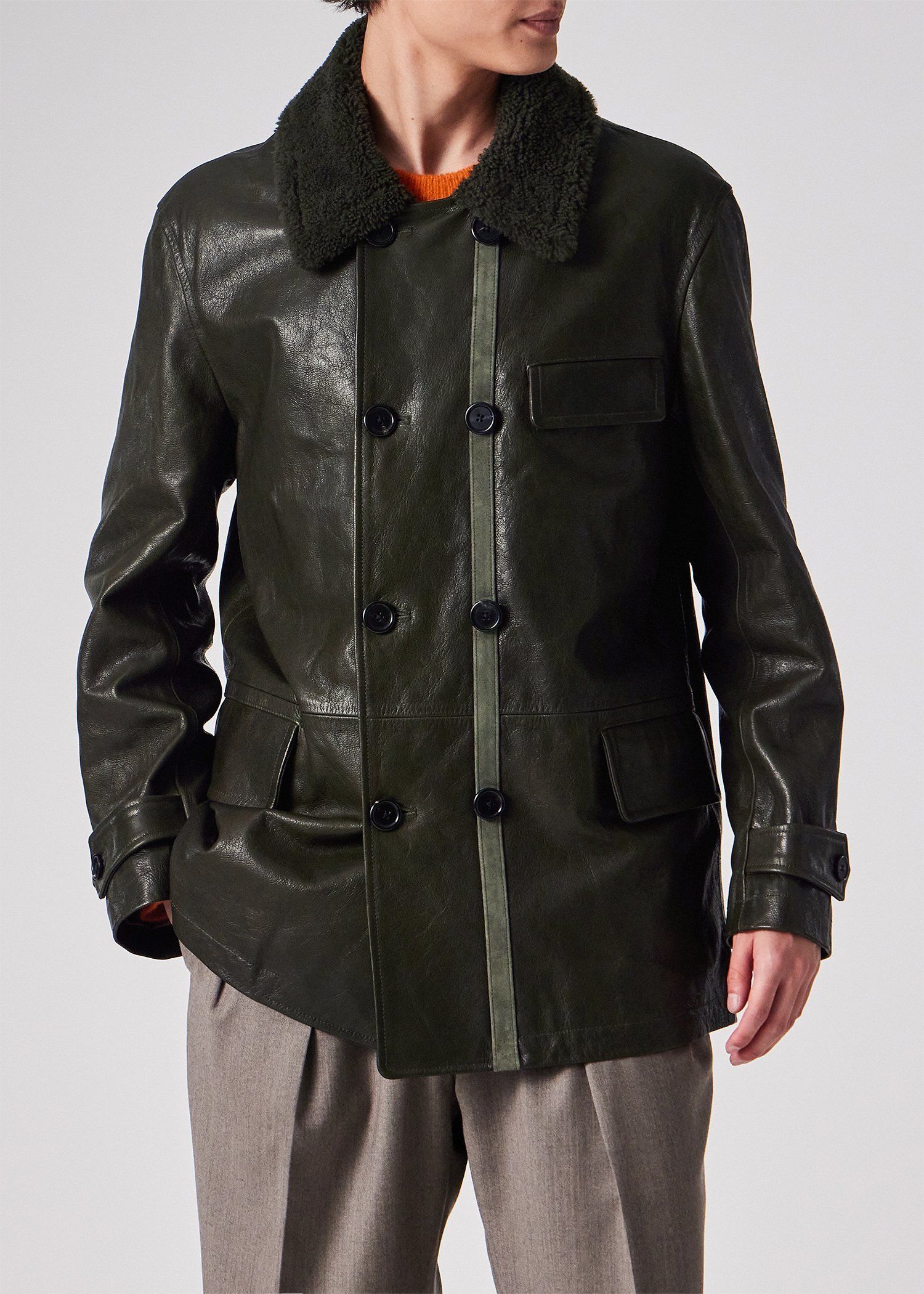 ダブルブレスト ゴートレザーブルゾン