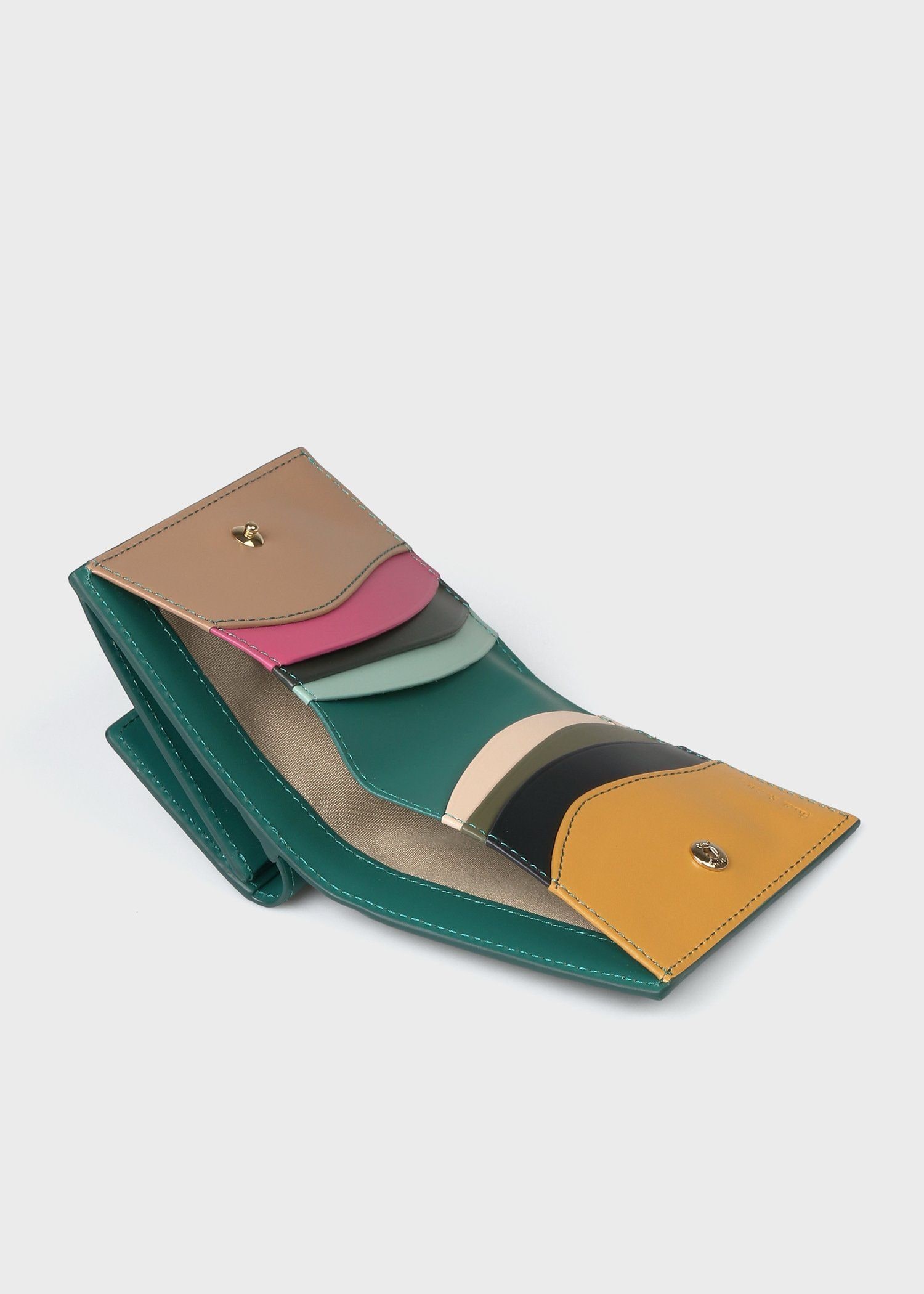 スワールカットカードレイヤー 2つ折り財布（ブルーグリーン